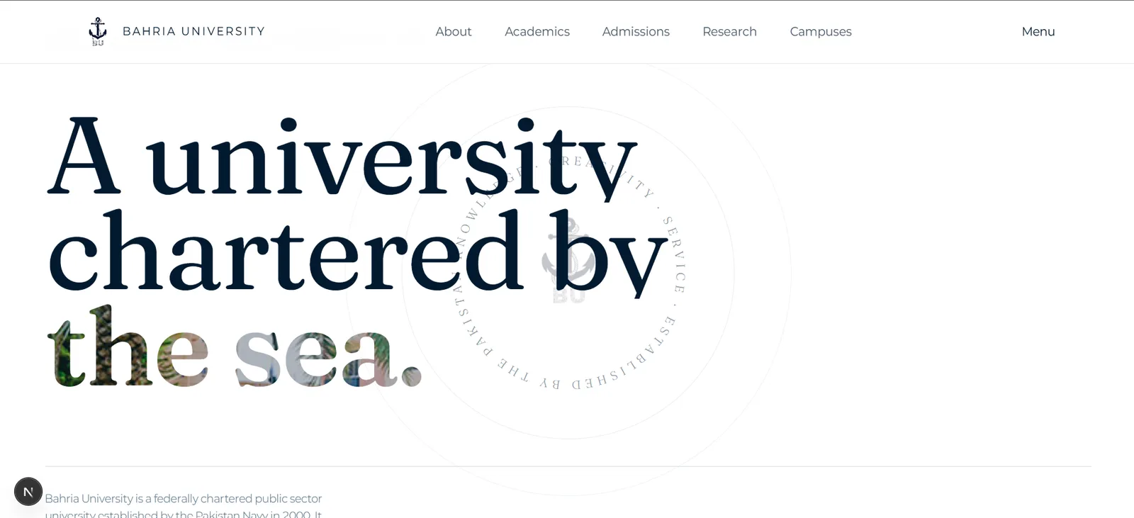 Bahria University website after the redesign